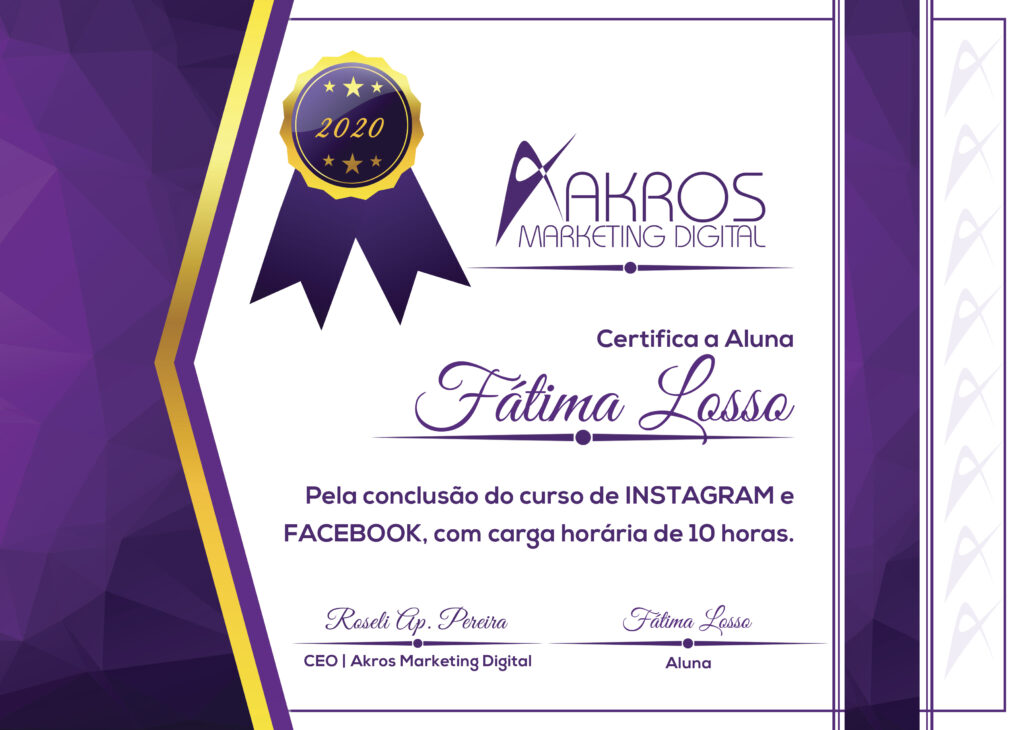 Participação do Curso de Instagram e Facebook